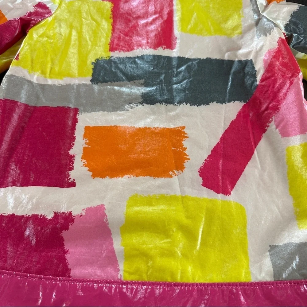 Gap Water Resistant Hooded Rain Jacket for Girls Pink Geometric Sz 3 Years